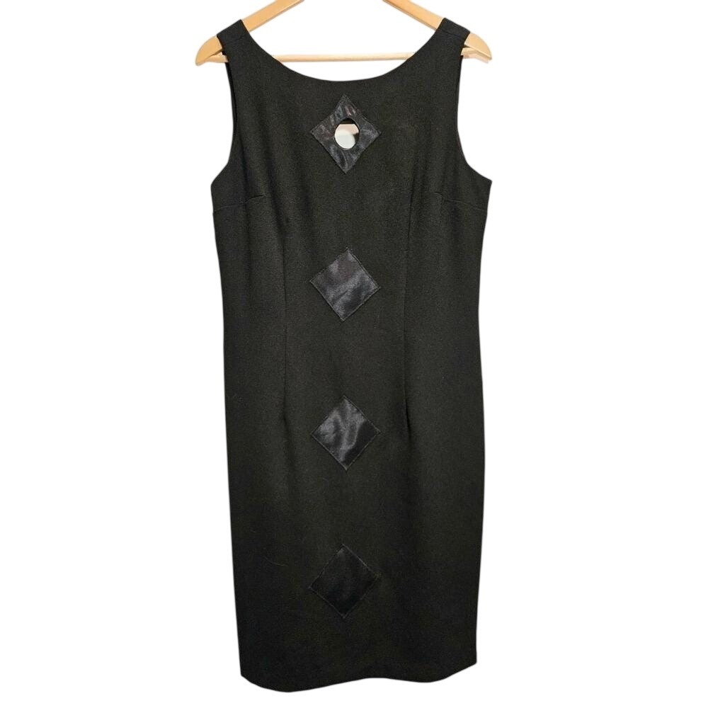 Vintage Fairweather Black Sleeveless Geometric Cutout Sheath Dress‎ Knee Length